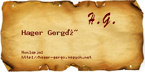 Hager Gergő névjegykártya